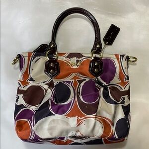 Coach Multicolor Satchel with Orange, Purple, and Brown